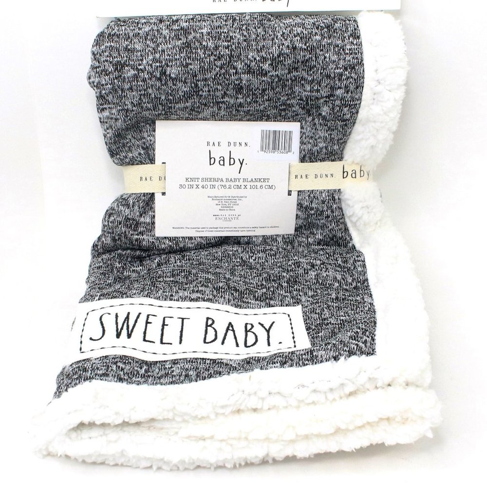 Rae Dunn Baby Blanket Sherpa Enchante 30" X 40" Sweet Baby